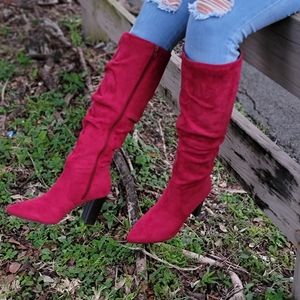 Women's Red Suede Ankle Boots